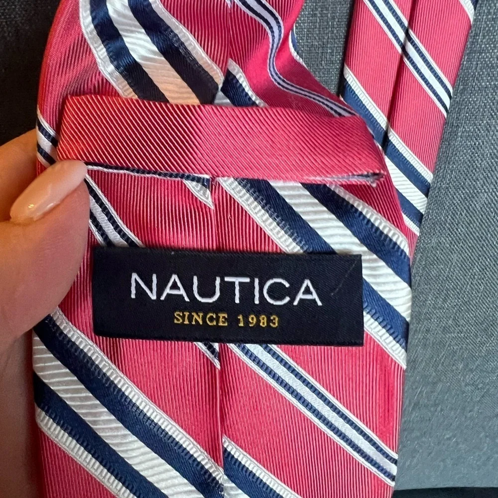 Nautica Blue and Red Plaid Silk Tie